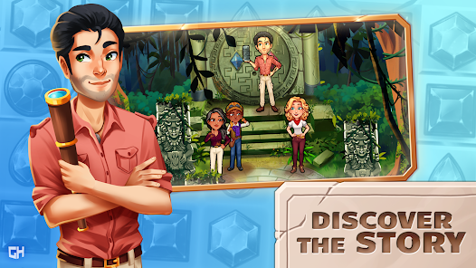 Jewel Quest Match 3 Adventure oyun ekranı - elmas eşleştirme bulmacası